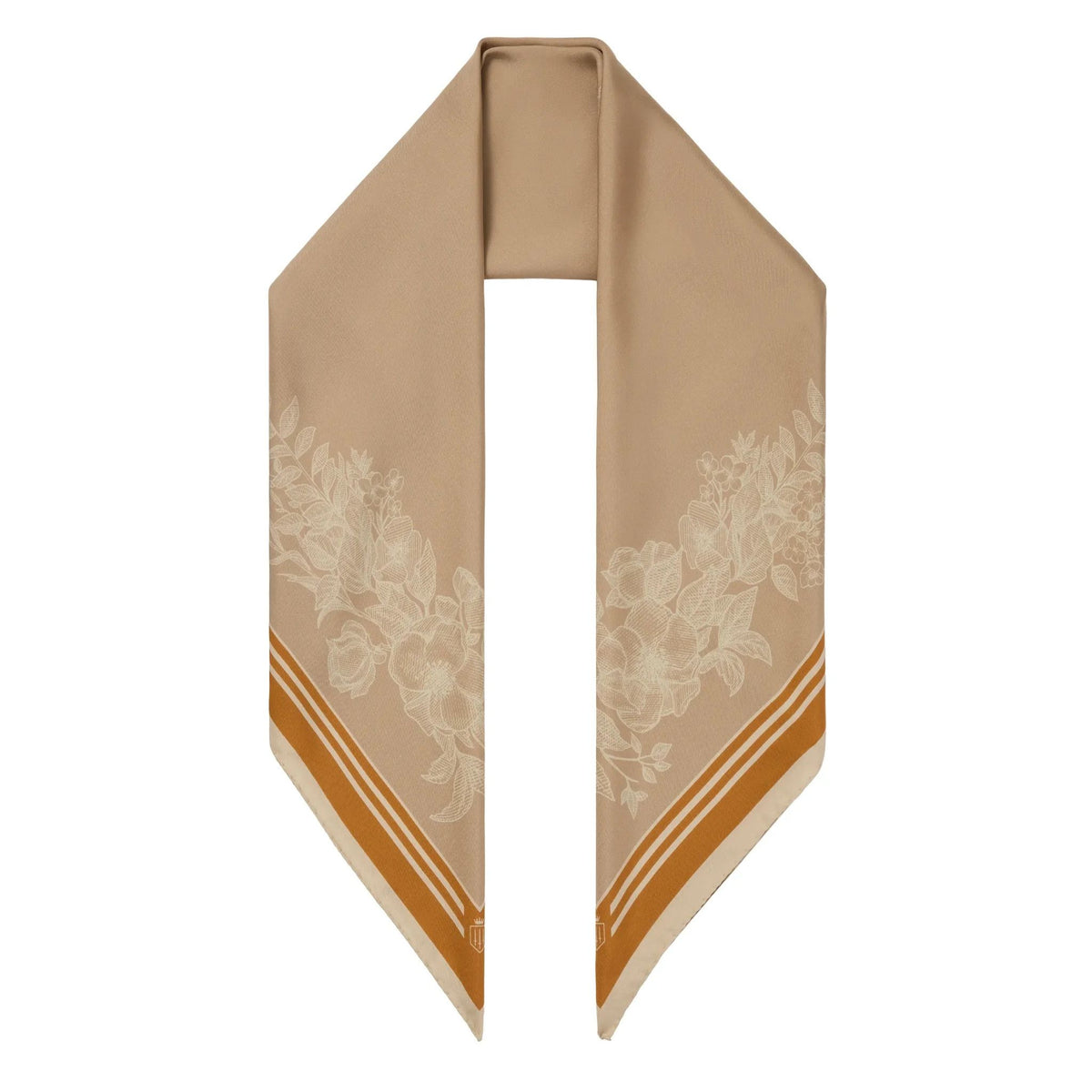 Fairfax & Favor Mannington Silk Scarf in Beige, Off White, and Orange