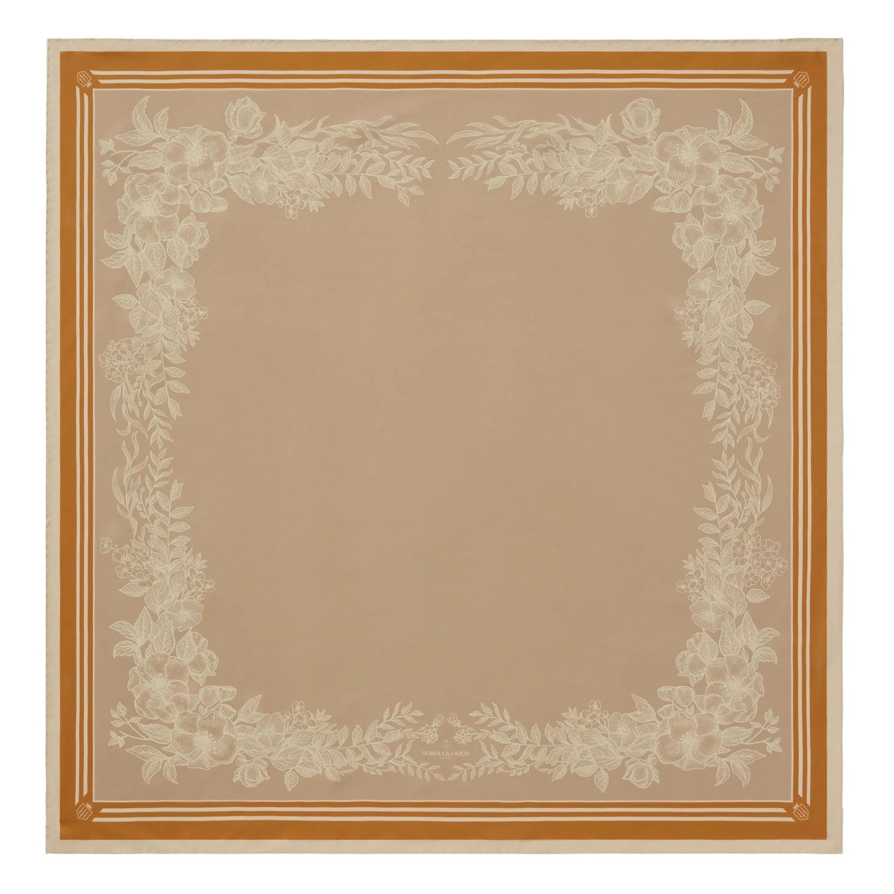 Fairfax & Favor Mannington Silk Scarf in Beige, Off White, and Orange