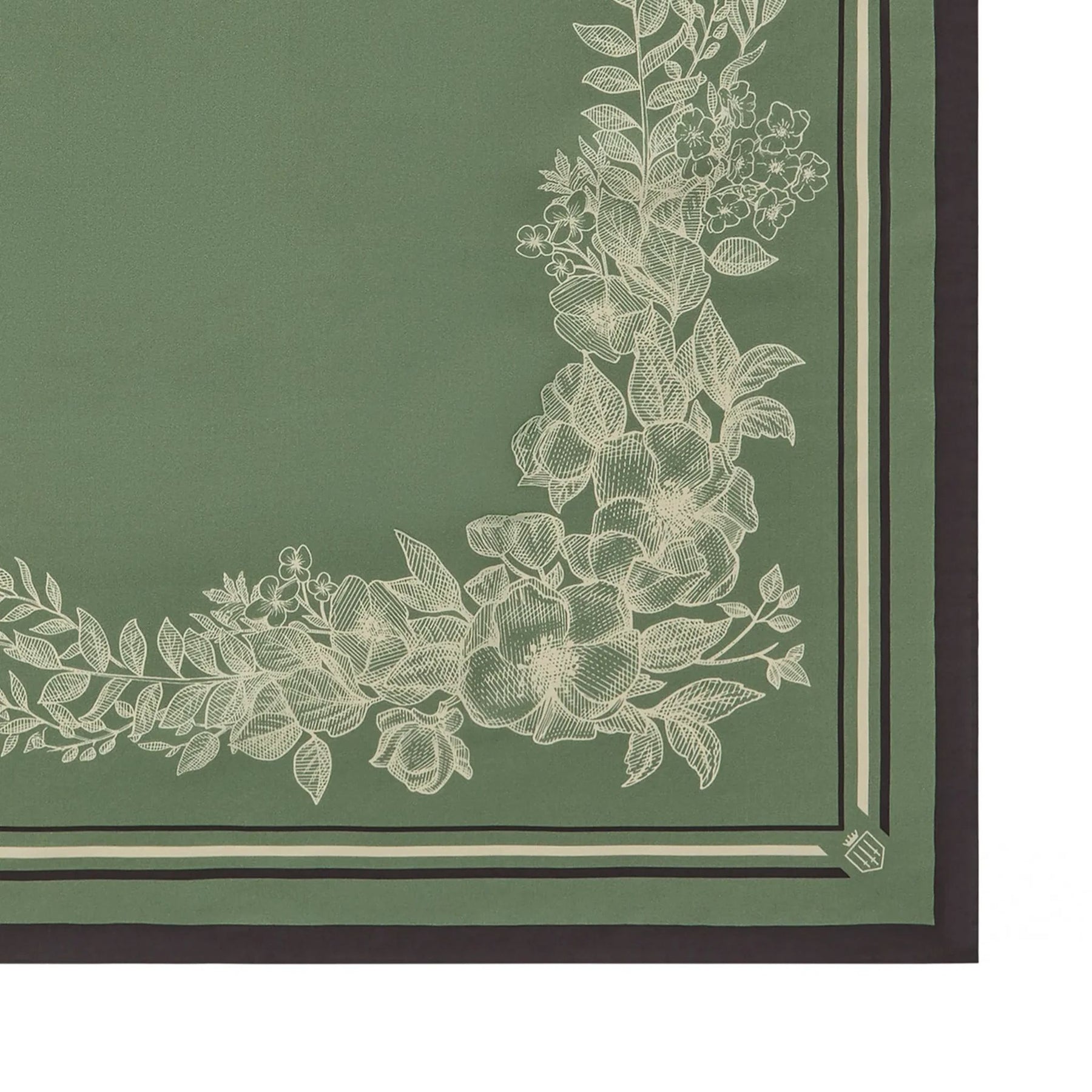 Fairfax & Favor Mannington Silk Scarf in Green, Off White, and Black