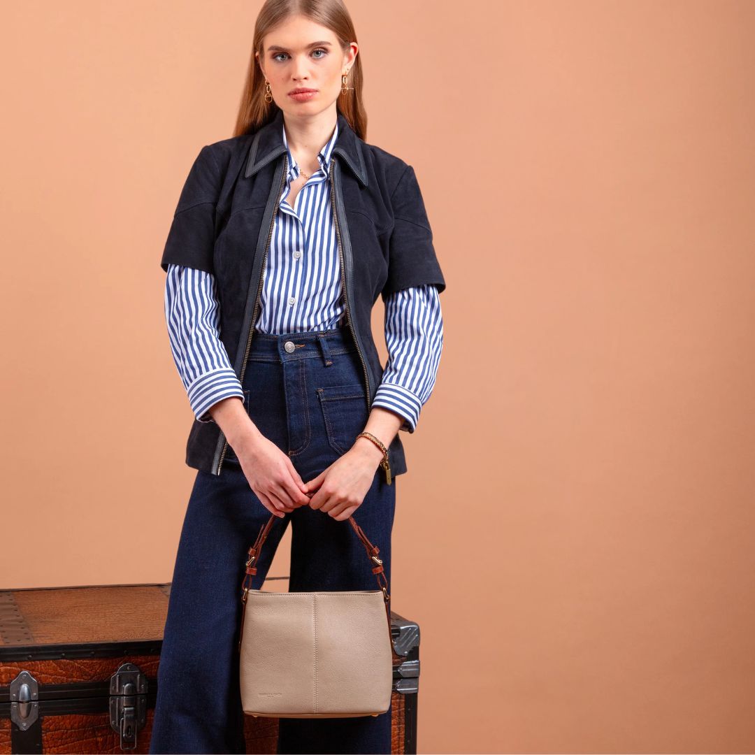 Fairfax & Favor Mini Tetbury Leather Tote Bag in Stone