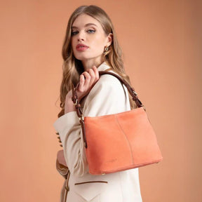 Fairfax & Favor Mini Tetbury Suede Tote Bag in Melon