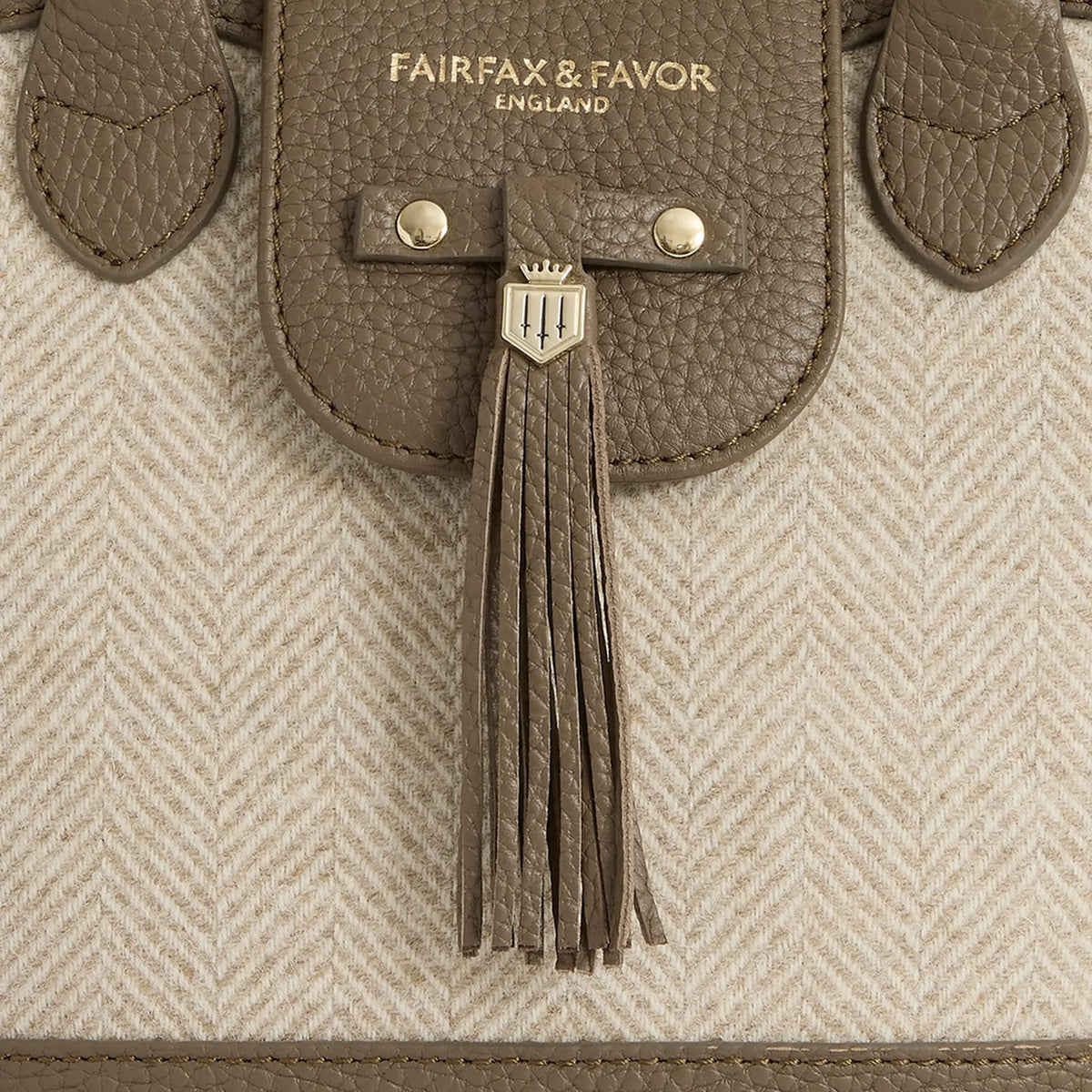 Fairfax & Favor Mini Windsor Herringbone Tote Handbag in Fawn