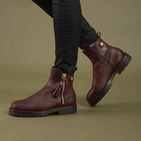 Fairfax & Favor Oakham Leather Waterproof Ankle Boot in Mahogany