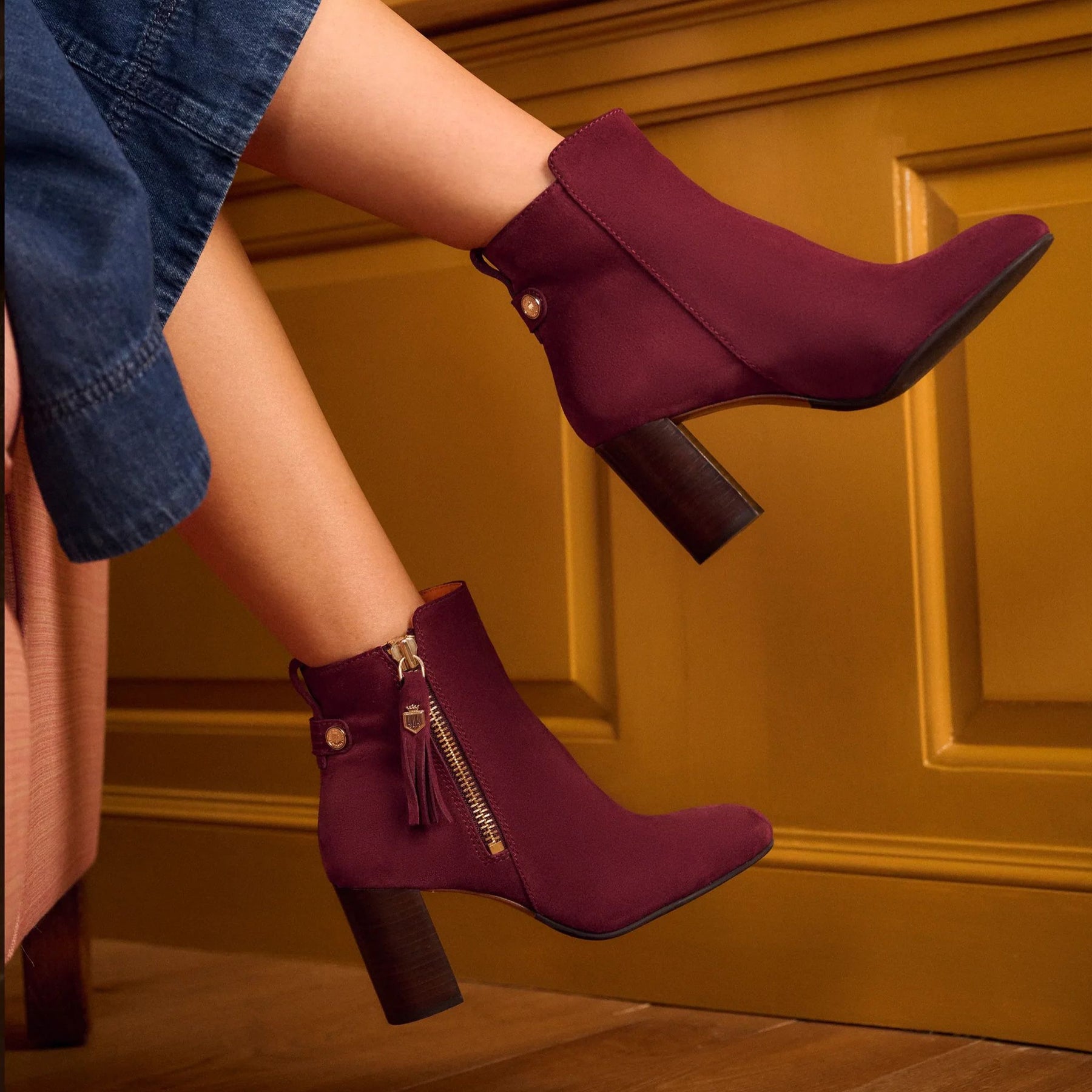 Fairfax & Favor Oakham Suede Ankle Boot in Elderberry