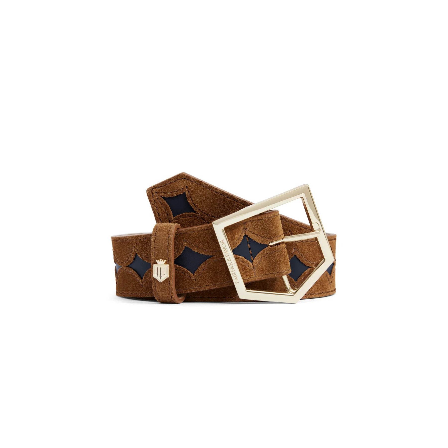 Fairfax & Favor Ohio Leather Belt in Tan & Navy
