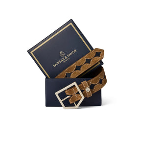 Fairfax & Favor Ohio Leather Belt in Tan & Navy
