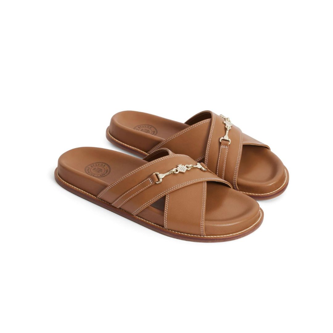 Fairfax & Favor Southwold Leather Footbed Sandal in Tan