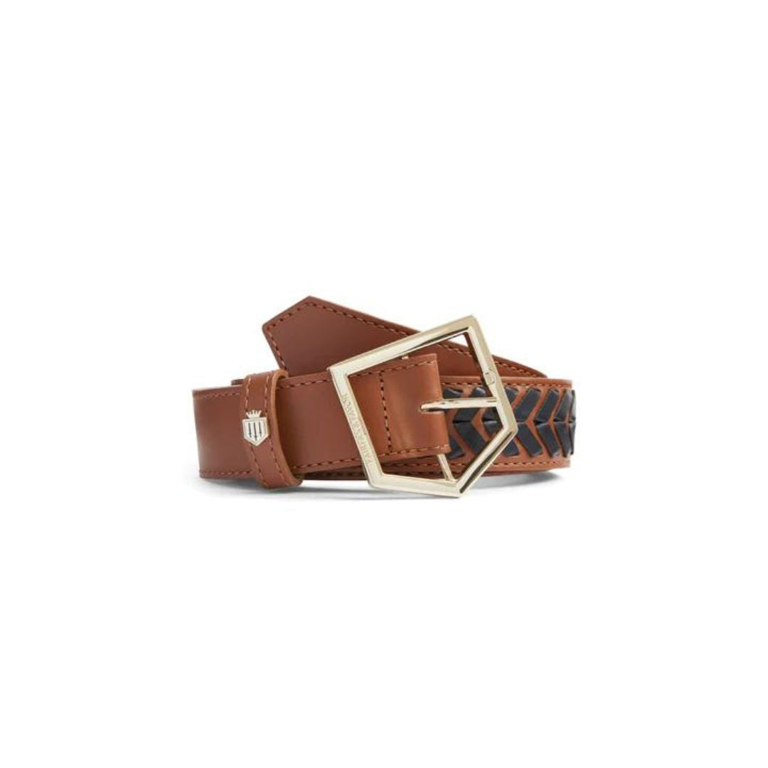 Fairfax & Favor Tetbury Leather Belt in Tan & Navy