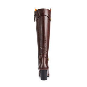 Fairfax & Favor Upton Heeled Leather Tall Boot in Mahogany