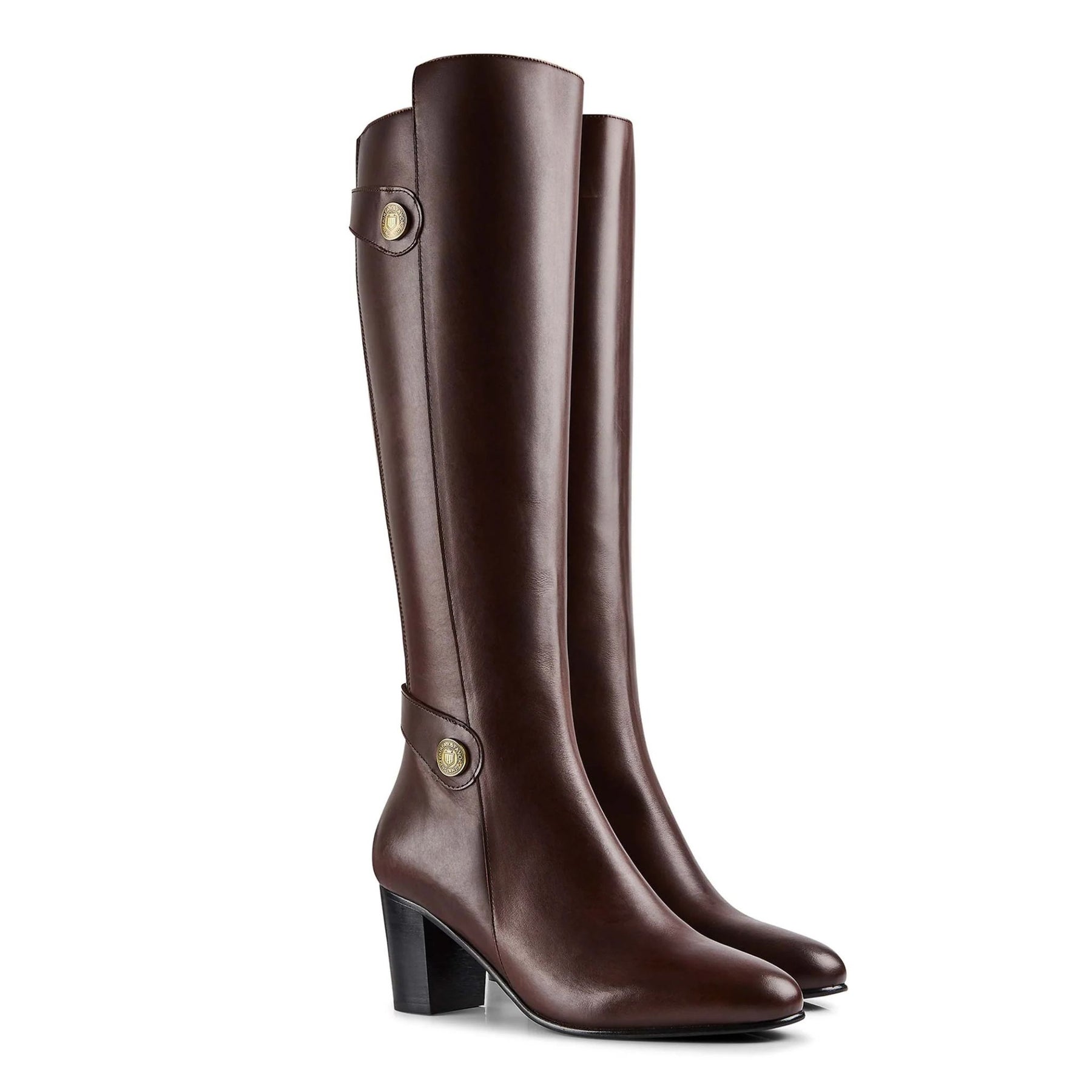 Fairfax & Favor Upton Heeled Leather Tall Boot in Mahogany