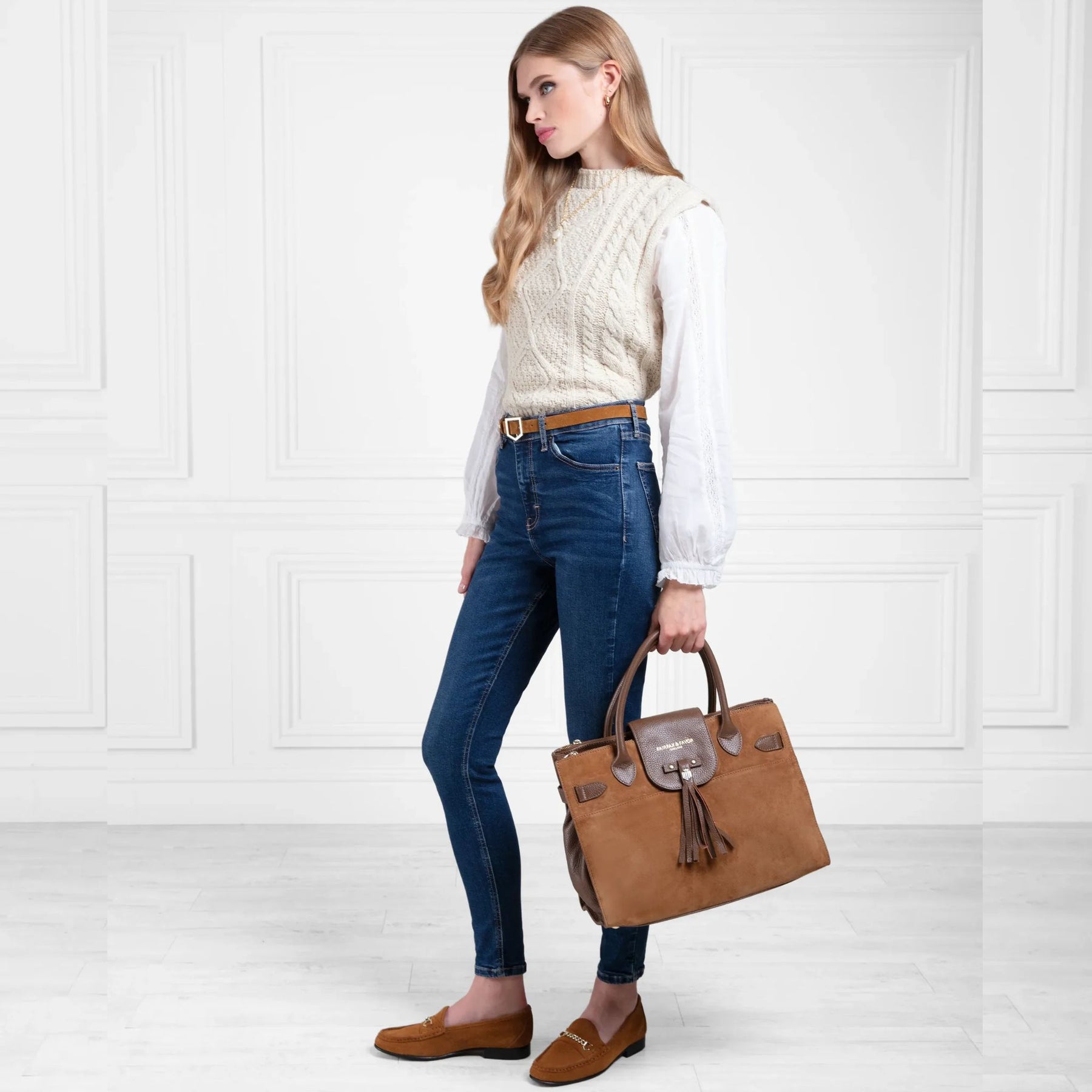 Fairfax & Favor Women's Apsley Suede Loafer in Tan