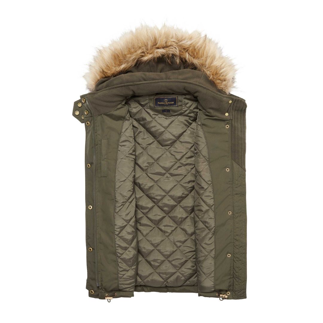 Fairfax & Favor Women's Charlotte Padded Gilet in Khaki