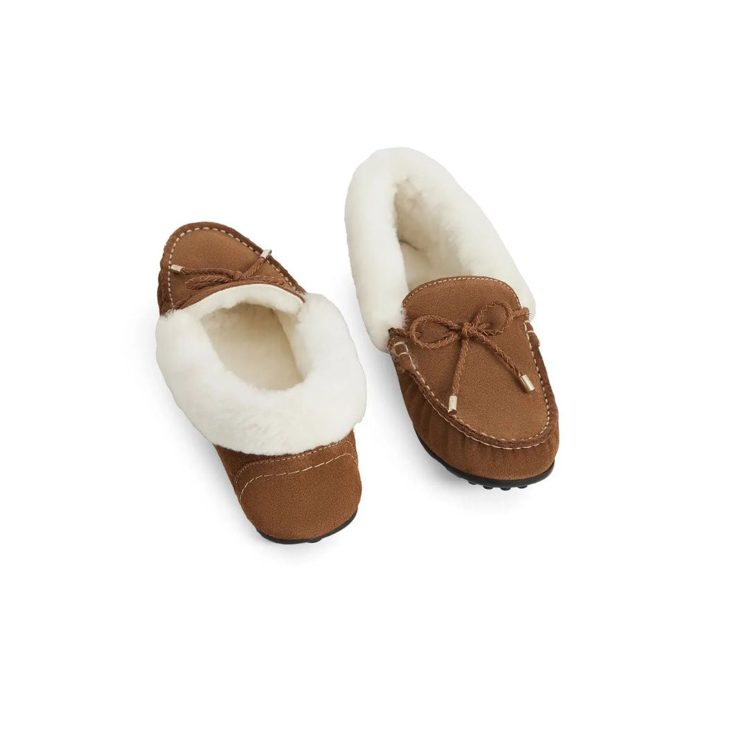 Fairfax & Favor Women's Henley Shearling Lined Slippers in Tan