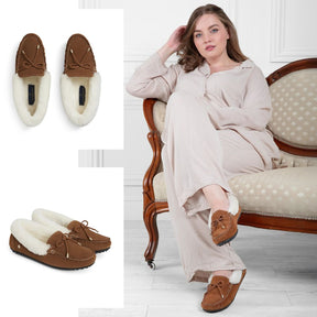 Fairfax & Favor Women's Henley Shearling Lined Slippers in Tan