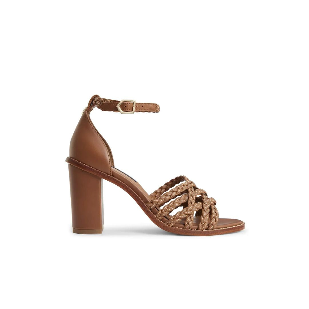 Fairfax & Favor Women's Seville Heeled Leather Sandals in Tan