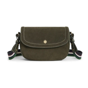 Fairfax & Favor Boston Suede Saddle Bag in Moss Green