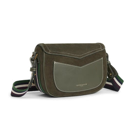 Fairfax & Favor Boston Suede Saddle Bag in Moss Green