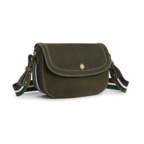 Fairfax & Favor Boston Suede Saddle Bag in Moss Green