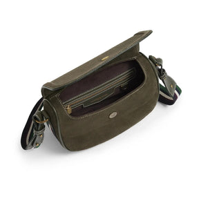 Fairfax & Favor Boston Suede Saddle Bag in Moss Green