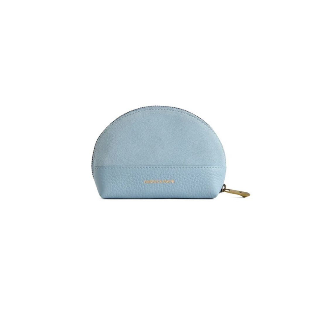 Fairfax & Favor Chiltern Suede Coin Purse in Sky Blue