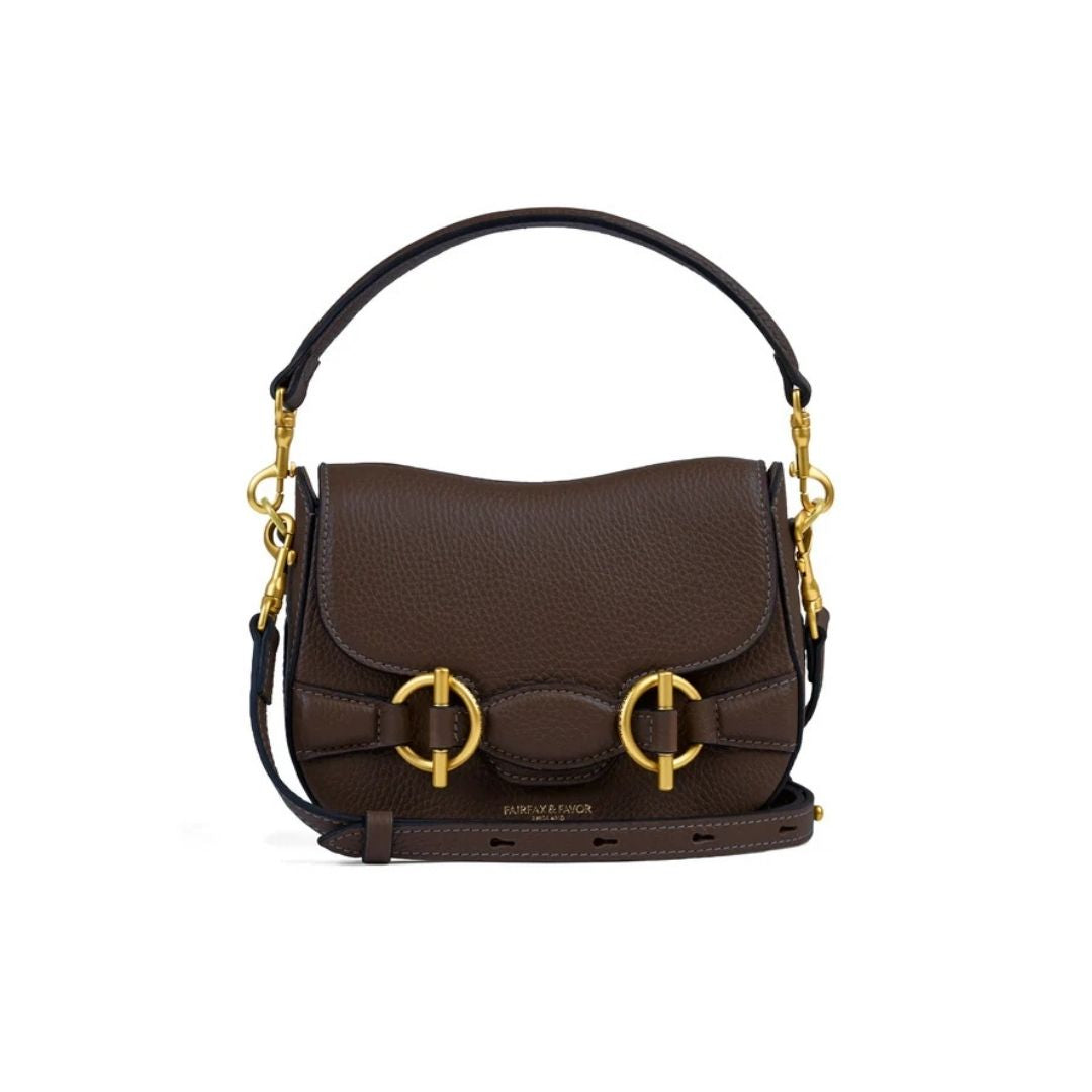 Fairfax & Favor Connie Saddle Handbag in Mahogany Leather