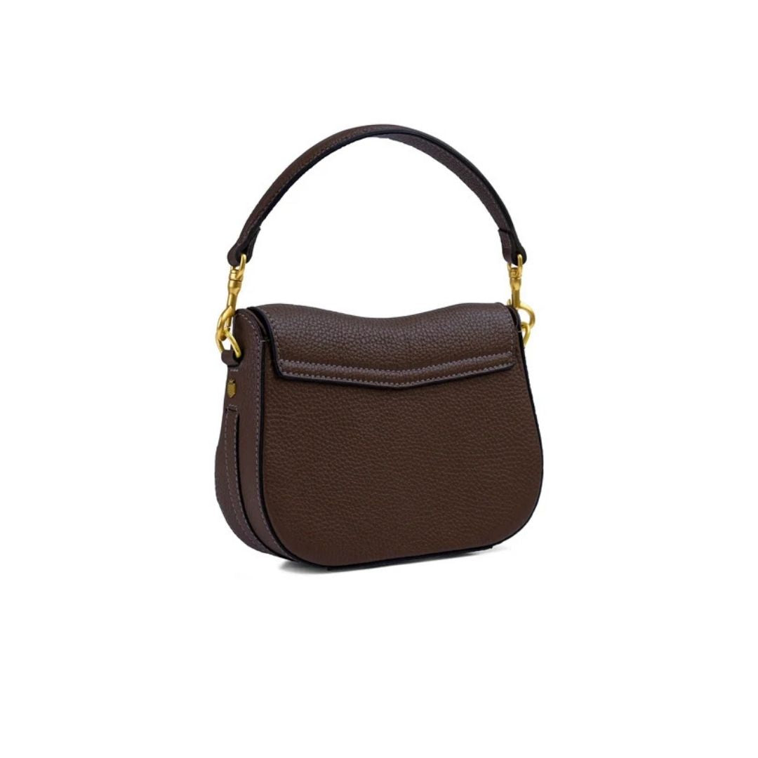 Fairfax & Favor Connie Saddle Handbag in Mahogany Leather