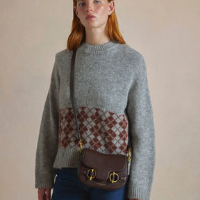 Fairfax & Favor Connie Saddle Handbag in Mahogany Leather