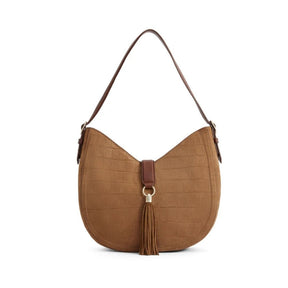 Fairfax & Favor Langham Hobo Bag in Tan Croc Print Suede