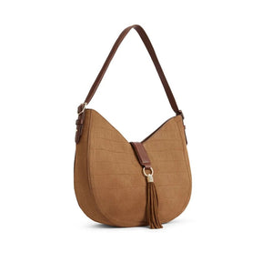 Fairfax & Favor Langham Hobo Bag in Tan Croc Print Suede