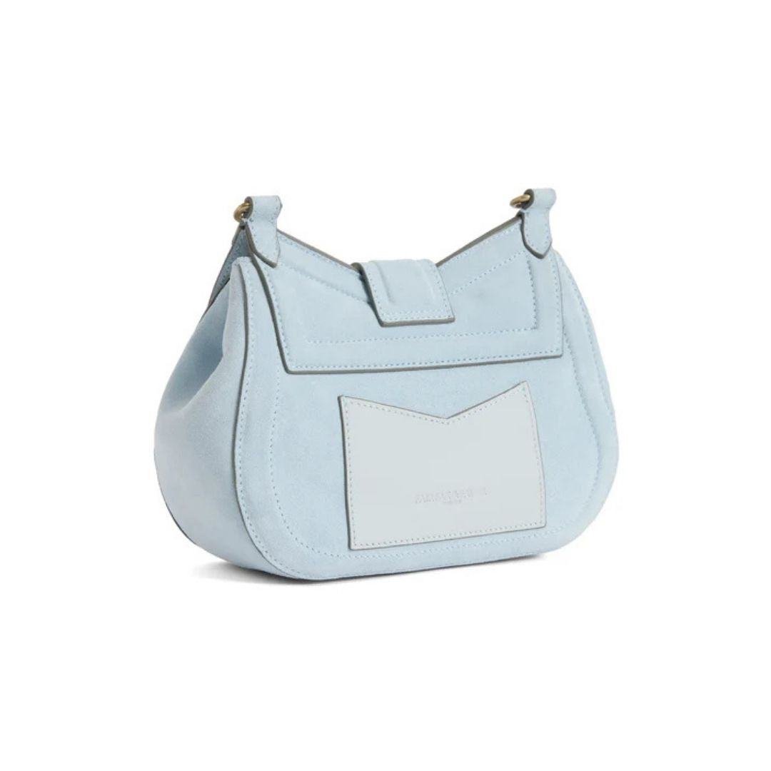 Fairfax & Favor Langham Messenger Suede Bag in Sky Blue