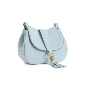 Fairfax & Favor Langham Messenger Suede Bag in Sky Blue