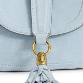Fairfax & Favor Langham Messenger Suede Bag in Sky Blue