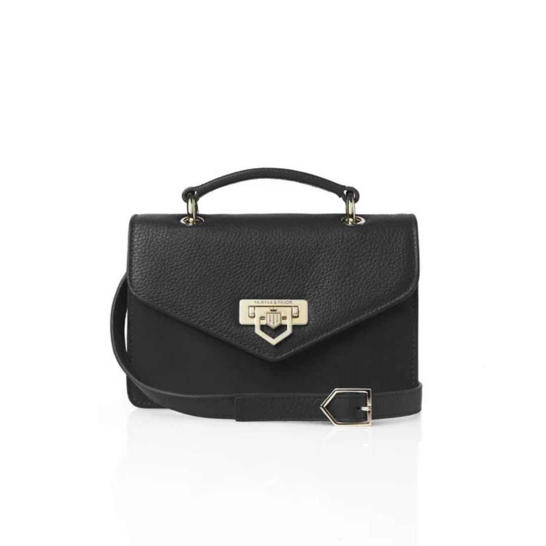 Fairfax & Favor Loxley Mini Crossbody Bag in Black Suede