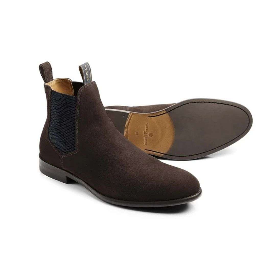 Fairfax & Favor Men's Chelsea Boot in Chocolate Suede
