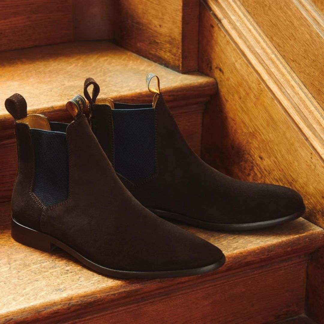 Fairfax & Favor Men's Chelsea Boot in Chocolate Suede