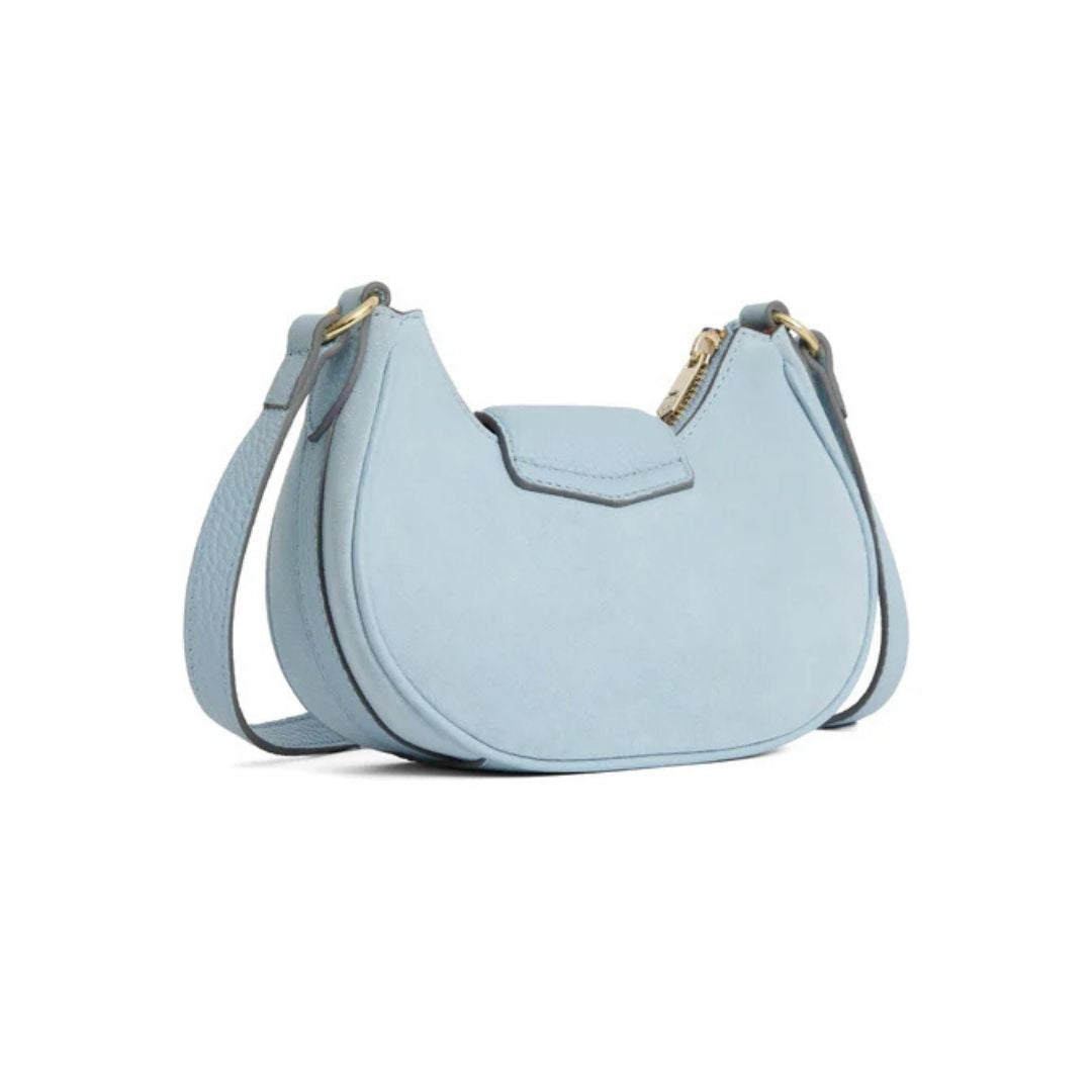Fairfax & Favor Micro Windsor Suede Crossbody Bag in Sky Blue