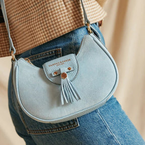 Fairfax & Favor Micro Windsor Suede Crossbody Bag in Sky Blue