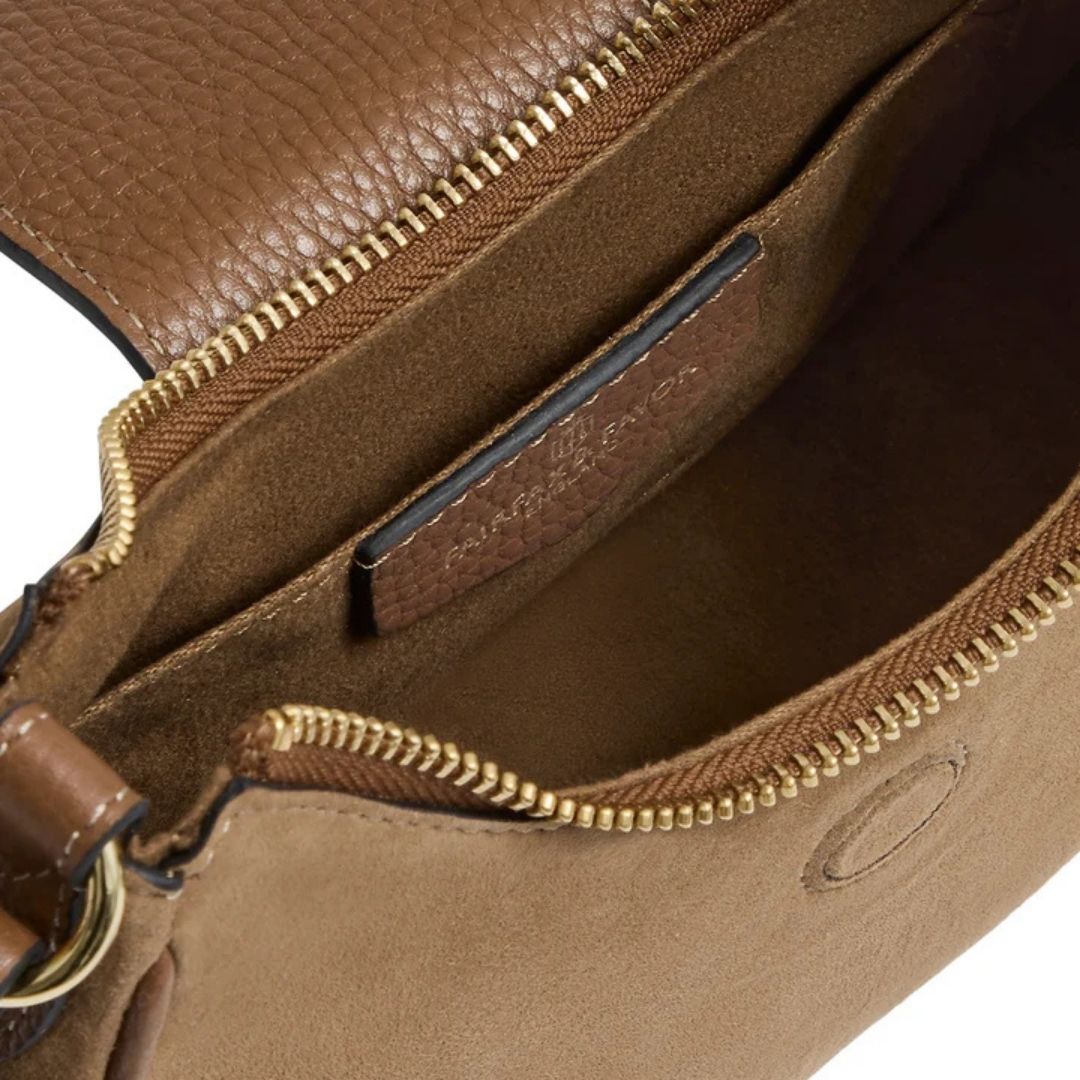 Fairfax & Favor Micro Windsor Suede Crossbody Bag in Tan