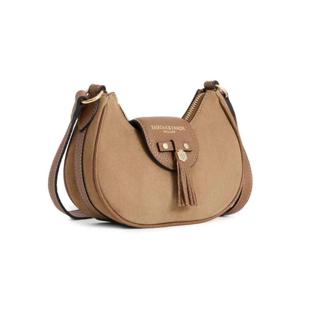 Fairfax & Favor Micro Windsor Suede Crossbody Bag in Tan