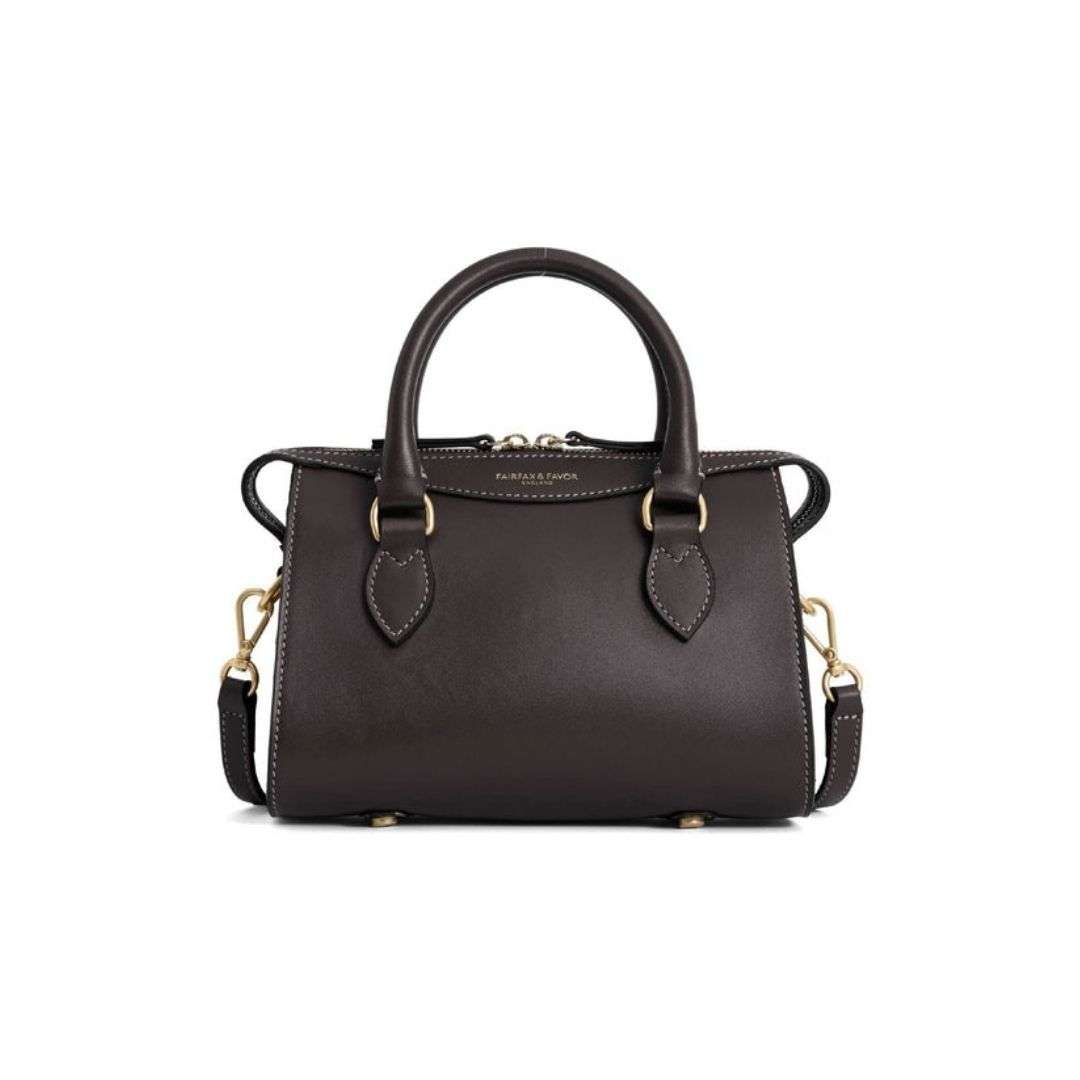 Fairfax & Favor Mini Kew Handle Bag in Mahogany Leather