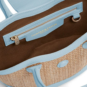 Fairfax & Favor Mini Windsor Basket Crossbody Bag in Sky Blue