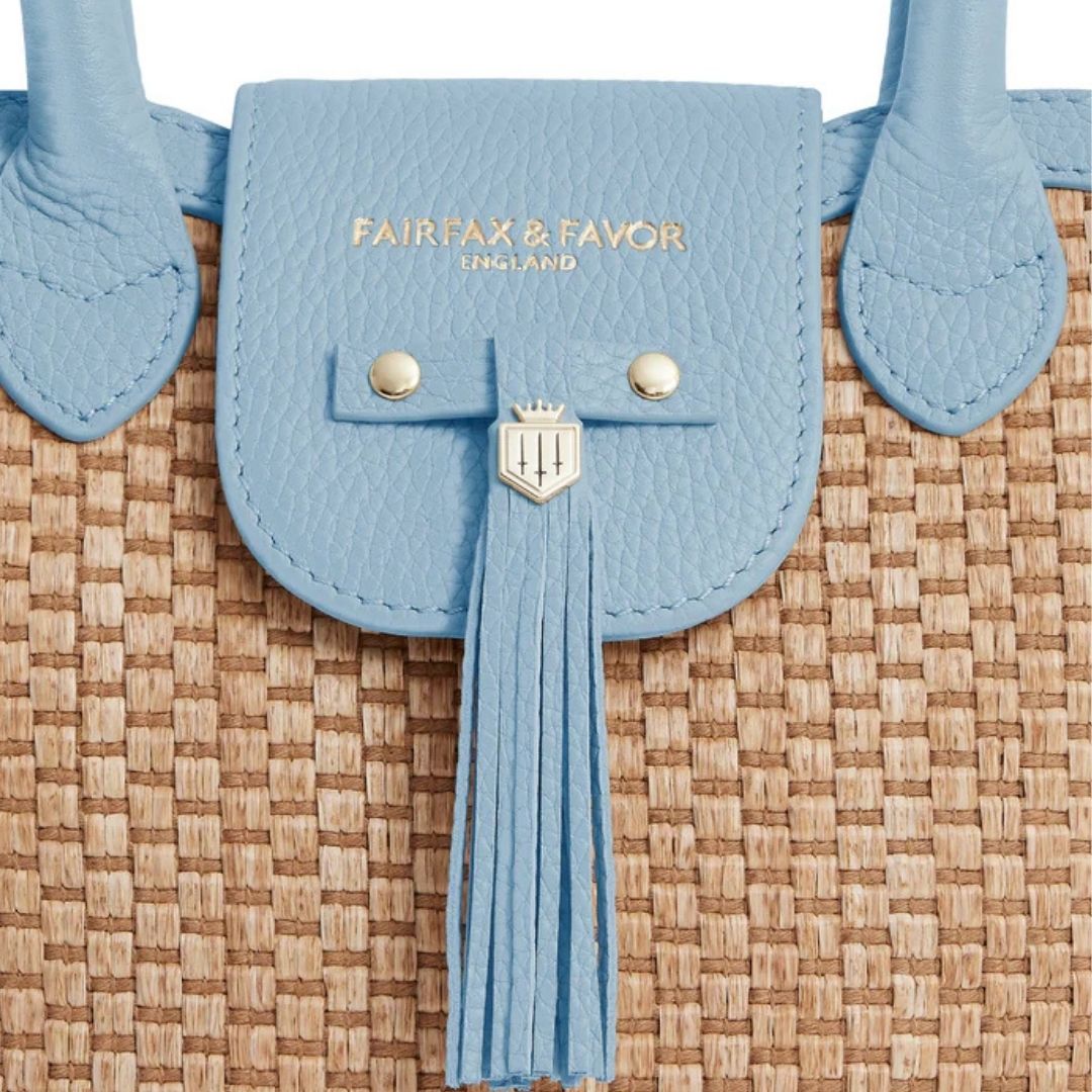 Fairfax & Favor Mini Windsor Basket Crossbody Bag in Sky Blue