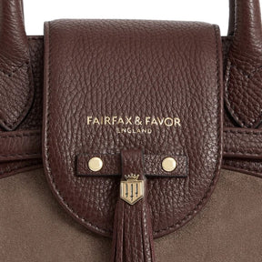 Fairfax & Favor Mini Windsor Handbag in Port Deep Taupe Suede