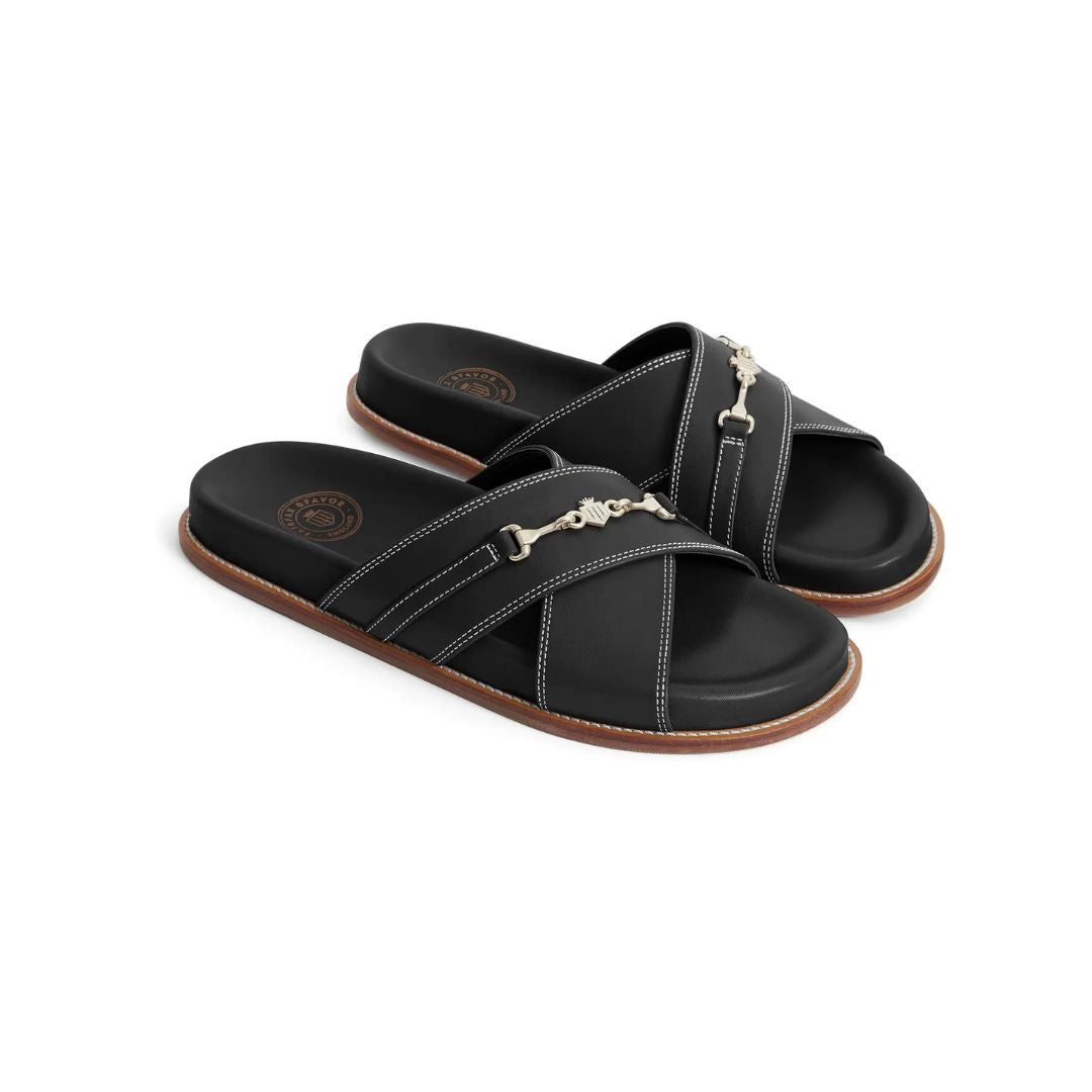 Fairfax Favor Southwold Leather Footbed Sandal in Black