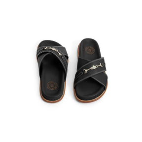 Fairfax & Favor Southwold Leather Footbed Sandal in Black