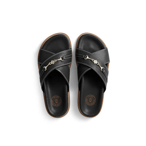 Fairfax & Favor Southwold Leather Footbed Sandal in Black