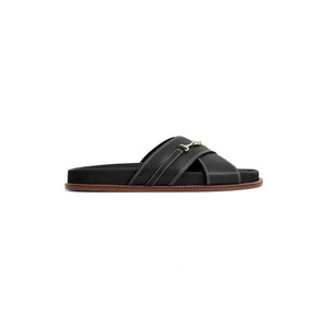Fairfax & Favor Southwold Leather Footbed Sandal in Black