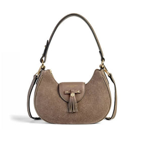 Fairfax & Favor Windsor Shoulder Bag in Deep Taupe Suede