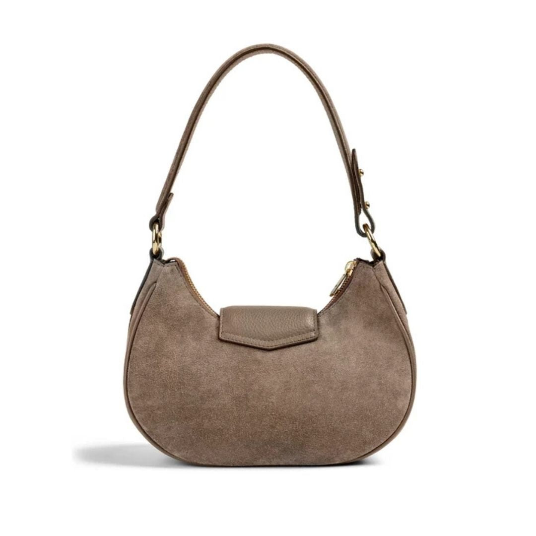 Fairfax & Favor Windsor Shoulder Bag in Deep Taupe Suede