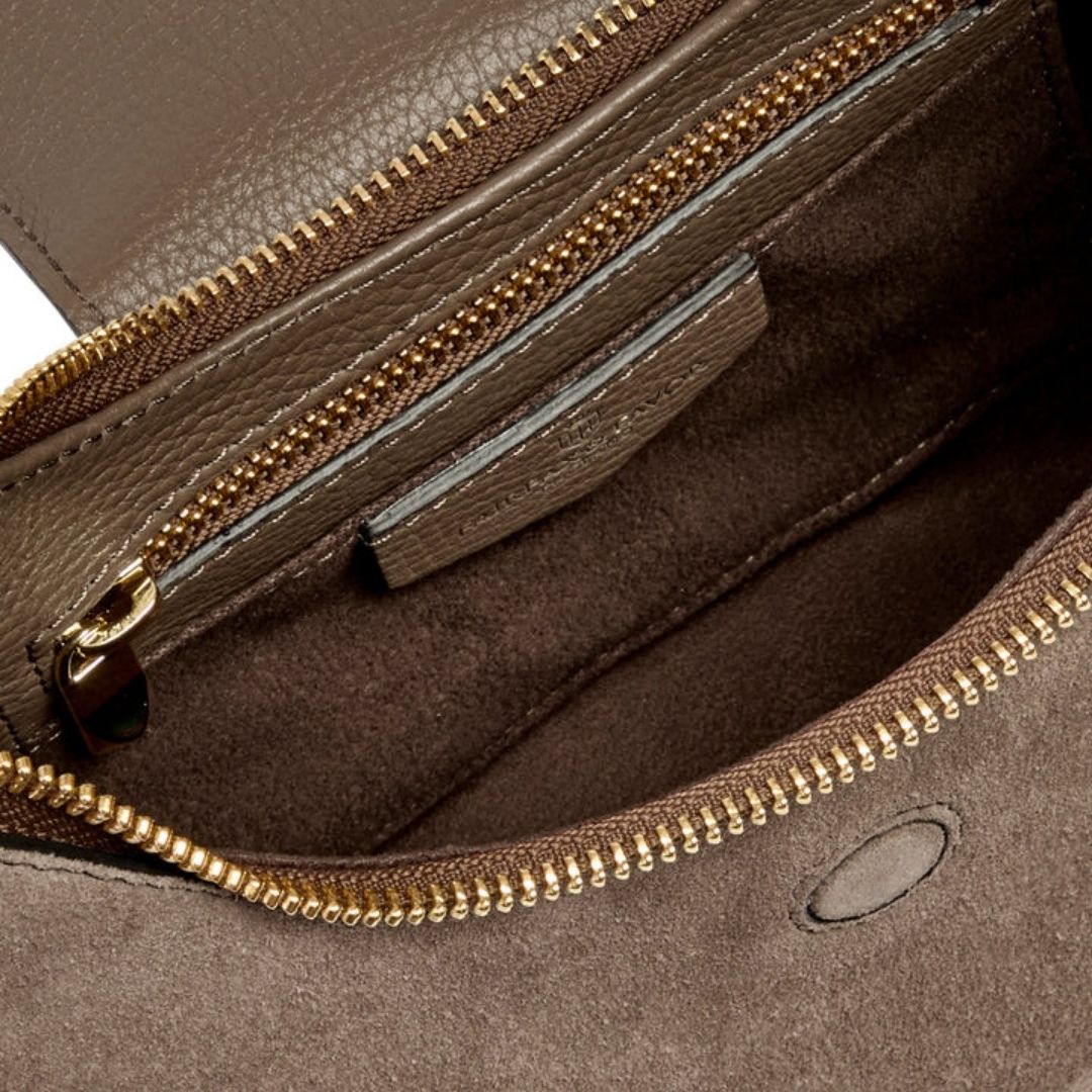 Fairfax & Favor Windsor Shoulder Bag in Deep Taupe Suede